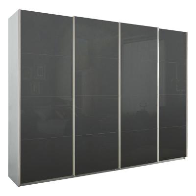 Rauch Syncrono 271cm 4 Door Glass Sliding Wardrobe - Silk Grey and Basalt