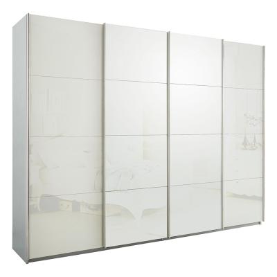 Rauch Syncrono 271cm 4 Door Glass Sliding Wardrobe - Silk Grey and White
