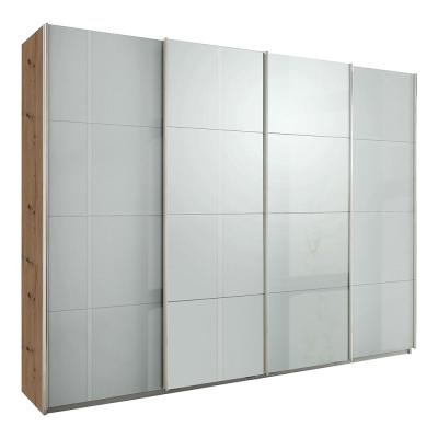 Rauch Syncrono 271cm 4 Door High Gloss Sliding Wardrobe - Artisan Oak and Grey