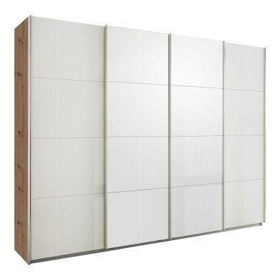 Rauch Syncrono 271cm 4 Door High Gloss Sliding Wardrobe - Artisan Oak and White