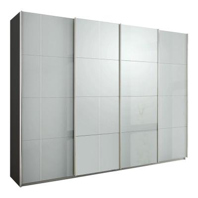 Rauch Syncrono 271cm 4 Door High Gloss Sliding Wardrobe - Metallic Dark Grey and Grey
