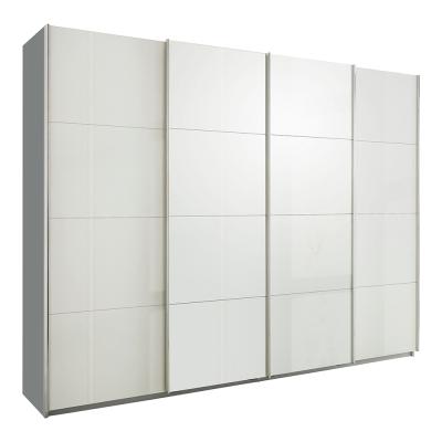 Rauch Syncrono 271cm 4 Door High Gloss Sliding Wardrobe - Silk Grey and White