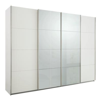 Rauch Syncrono 271cm 4 Door Sliding Wardrobe - Alpine White and Grey High Gloss