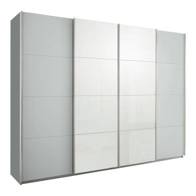 Rauch Syncrono 271cm 4 Door Sliding Wardrobe - Silk Grey and White High Gloss