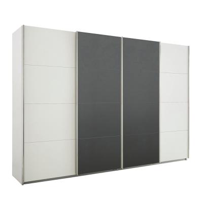Rauch Syncrono 316cm 4 Door Sliding Wardrobe - Alpine White and Metallic Dark Grey