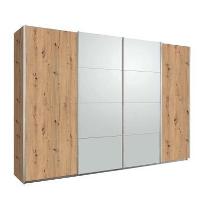 Rauch Syncrono 316cm 4 Door Sliding Wardrobe - Artisan Oak and Silk Grey