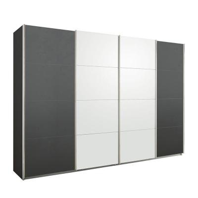 Rauch Syncrono 316cm 4 Door Sliding Wardrobe - Metallic Dark Grey and Alpine White
