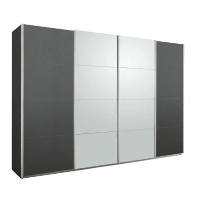 Rauch Syncrono 316cm 4 Door Sliding Wardrobe - Metallic Dark Grey and Silk Grey