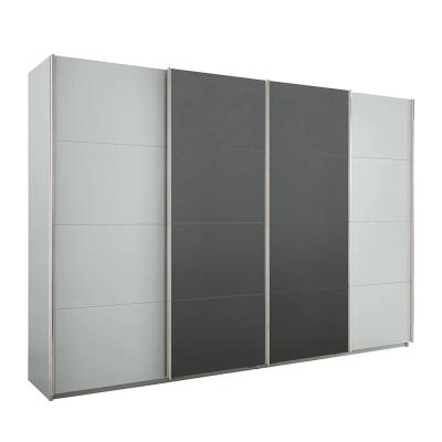 Rauch Syncrono 316cm 4 Door Sliding Wardrobe - Silk Grey and Metallic Dark Grey