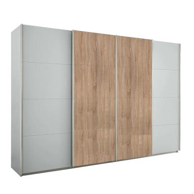 Rauch Syncrono 316cm 4 Door Sliding Wardrobe - Silk Grey and Sonoma Oak