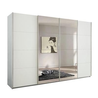 Rauch Syncrono 316cm 4 Door Sliding Wardrobe with Mirror - Silk Grey and Alpine White