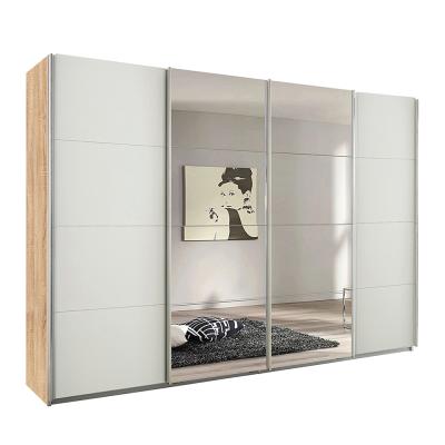 Rauch Syncrono 316cm 4 Door Sliding Wardrobe with Mirror - Sonoma Oak and Alpine White