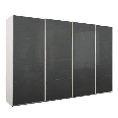 Rauch Syncrono 316cm 4 Door Glass Sliding Wardrobe - Alpine White and Basalt