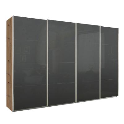 Rauch Syncrono 316cm 4 Door Glass Sliding Wardrobe - Artisan Oak and Basalt