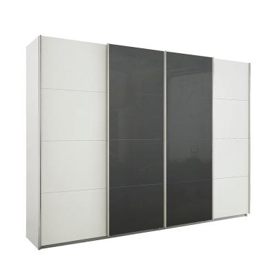 Rauch Syncrono 316cm 4 Door Sliding Wardrobe - Alpine White and Basalt Glass