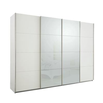 Rauch Syncrono 316cm 4 Door Sliding Wardrobe - Alpine White and Silk Grey Glass