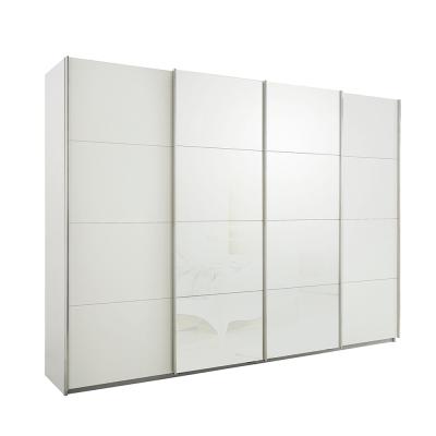 Rauch Syncrono 316cm 4 Door Sliding Wardrobe - Alpine White and White Glass
