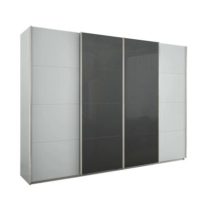 Rauch Syncrono 316cm 4 Door Sliding Wardrobe - Silk Grey and Basalt Glass