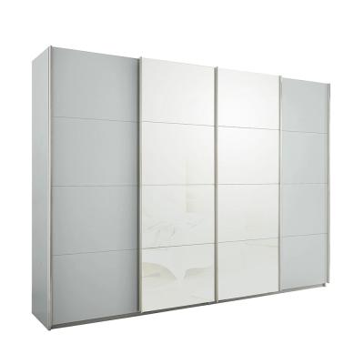 Rauch Syncrono 316cm 4 Door Sliding Wardrobe - Silk Grey and White Glass