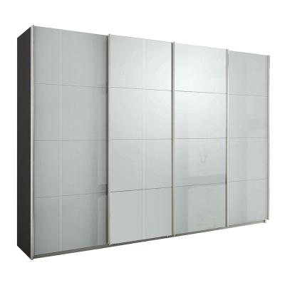 Rauch Syncrono 316cm 4 Door High Gloss Sliding Wardrobe - Metallic Dark Grey and Grey