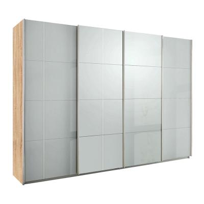 Rauch Syncrono 316cm 4 Door High Gloss Sliding Wardrobe - Sonoma Oak and Grey