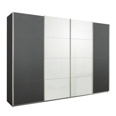 Rauch Syncrono 316cm 4 Door Sliding Wardrobe - Metallic Dark Grey and White High Gloss