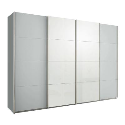 Rauch Syncrono 316cm 4 Door Sliding Wardrobe - Silk Grey and White High Gloss