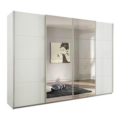 Rauch Syncrono 316cm 4 Door Sliding Wardrobe with Mirror - Alpine White and White High Gloss