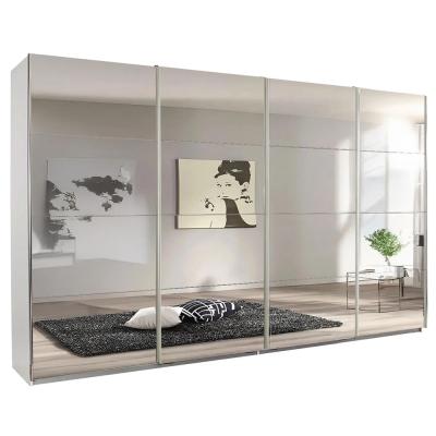 Rauch Syncrono 361cm 4 Door Sliding Mirrored Wardrobe - Alpine White