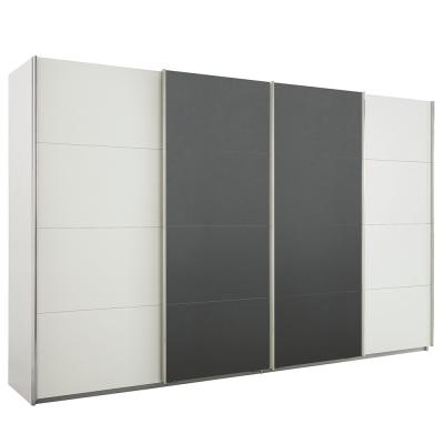 Rauch Syncrono 361cm 4 Door Sliding Wardrobe - Alpine White and Metallic Dark Grey