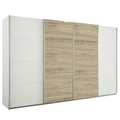 Rauch Syncrono 361cm 4 Door Sliding Wardrobe - Alpine White and Sanremo Oak Light