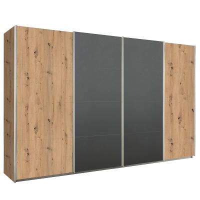 Rauch Syncrono 361cm 4 Door Sliding Wardrobe - Artisan Oak and Metallic Dark Grey