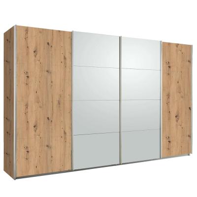 Rauch Syncrono 361cm 4 Door Sliding Wardrobe - Artisan Oak and Silk Grey