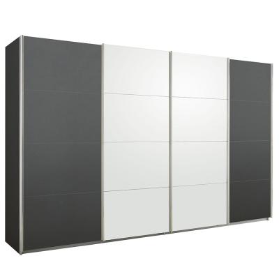 Rauch Syncrono 361cm 4 Door Sliding Wardrobe - Metallic Dark Grey and Alpine White