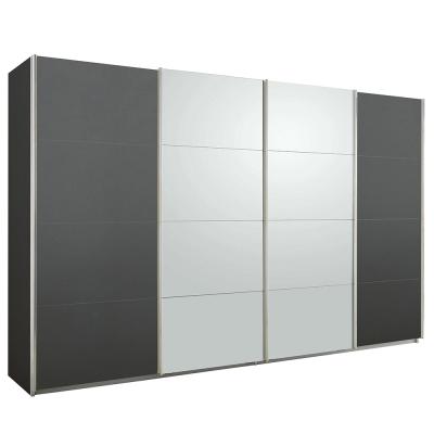 Rauch Syncrono 361cm 4 Door Sliding Wardrobe - Metallic Dark Grey and Silk Grey