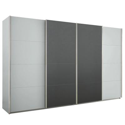 Rauch Syncrono 361cm 4 Door Sliding Wardrobe - Silk Grey and Metallic Dark Grey