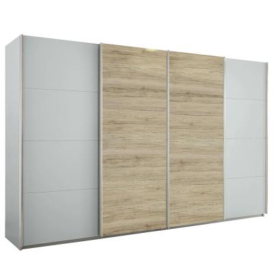 Rauch Syncrono 361cm 4 Door Sliding Wardrobe - Silk Grey and Sanremo Oak Light