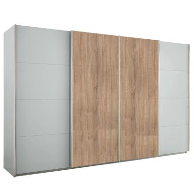 Rauch Syncrono 361cm 4 Door Sliding Wardrobe - Silk Grey and Sonoma Oak