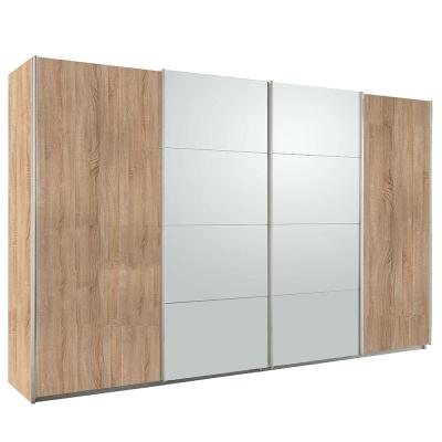 Rauch Syncrono 361cm 4 Door Sliding Wardrobe - Sonoma Oak and Silk Grey