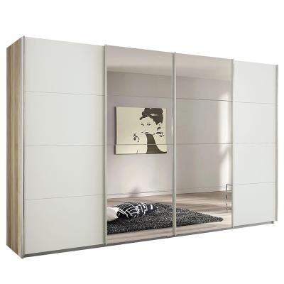 Rauch Syncrono 361cm 4 Door Sliding Wardrobe with Mirror - Sanremo Oak Light and Alpine White