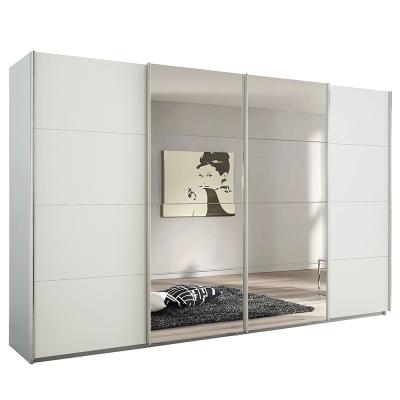 Rauch Syncrono 361cm 4 Door Sliding Wardrobe with Mirror - Silk Grey and Alpine White