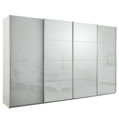 Rauch Syncrono 361cm 4 Door Glass Sliding Wardrobe - Alpine White and Silk Grey