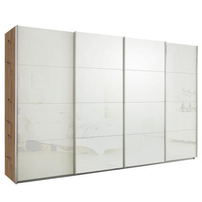 Rauch Syncrono 361cm 4 Door Glass Sliding Wardrobe - Artisan Oak and White