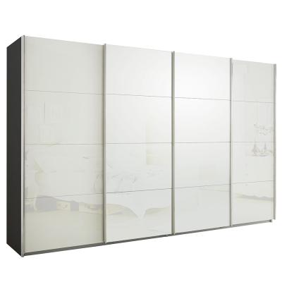 Rauch Syncrono 361cm 4 Door Glass Sliding Wardrobe - Metallic Dark Grey and White