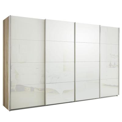 Rauch Syncrono 361cm 4 Door Glass Sliding Wardrobe - Sanremo Oak Light and White
