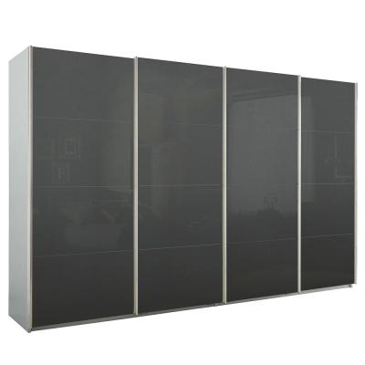 Rauch Syncrono 361cm 4 Door Glass Sliding Wardrobe - Silk Grey and Basalt