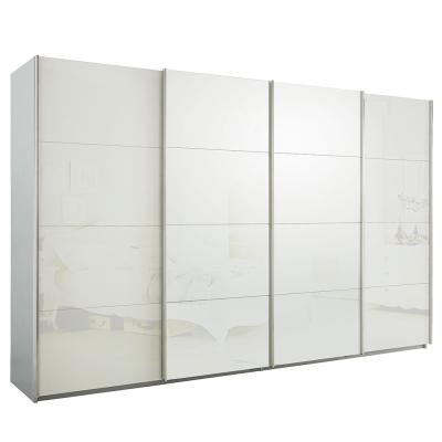 Rauch Syncrono 361cm 4 Door Glass Sliding Wardrobe - Silk Grey and White