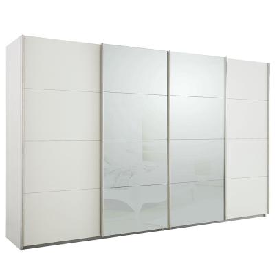 Rauch Syncrono 361cm 4 Door Sliding Wardrobe - Alpine White and Silk Grey Glass