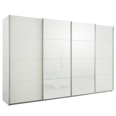 Rauch Syncrono 361cm 4 Door Sliding Wardrobe - Alpine White and White Glass
