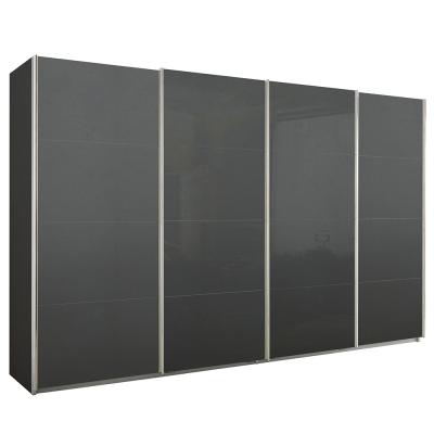 Rauch Syncrono 361cm 4 Door Sliding Wardrobe - Metallic Dark Grey and Basalt Glass